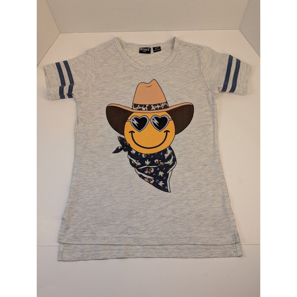Cruel Girl Smiley Emoji Cowgirl T-shirt Gray/yellow Size 8